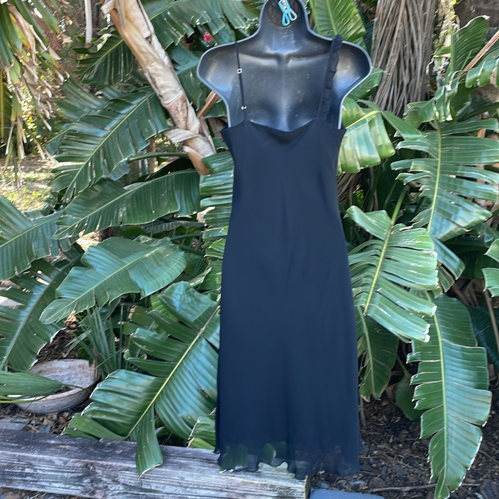 Vintage cinnamon girl, silk asymmetric bias, cut slip dress with ruffle - Picture 4 of 8